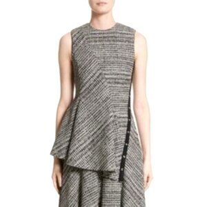 Jason Wu Shirt‎ Women 10 Black Houndstooth Virgin Wool Peplum Top Whimsigoth